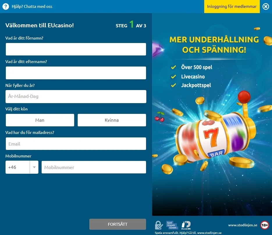 eu casino registrering