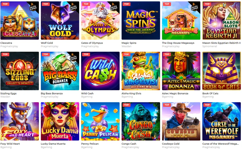 Mason Slots Casino spel och spelautomater